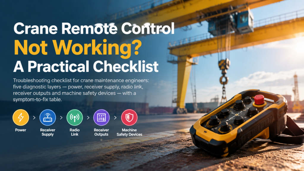 Troubleshooting checklist for a crane remote control that is not working