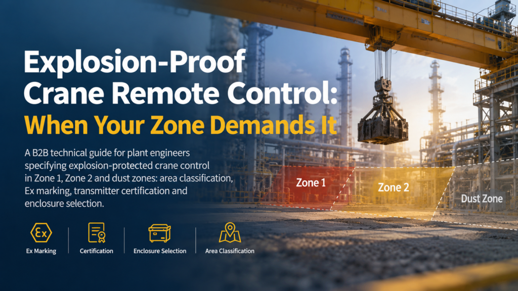 Explosion-proof crane remote control system for cranes working in classified hazardous areas