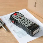 Quotation sheet, calculator and an industrial radio remote control transmitter on a procurement desk